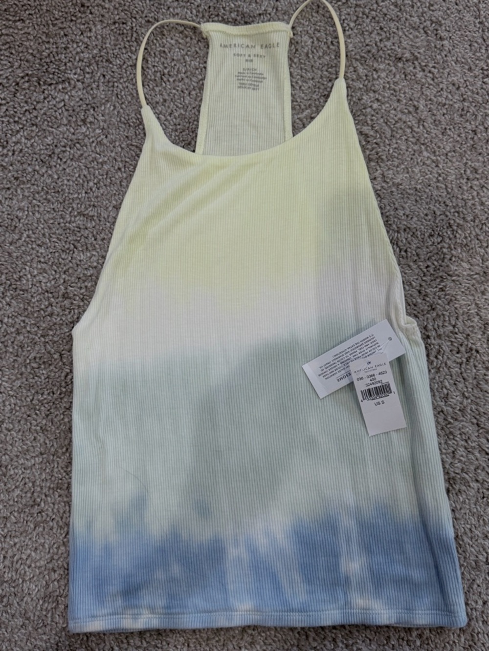 American Eagle Outfitters Yellow, Green, Blue Ombre Ribbed Racerback Tank